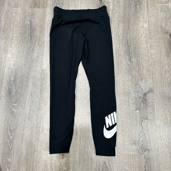 Nike Pants - Nike Leggings Women's Large Black Essential Sports White Logo High Rise Leggings